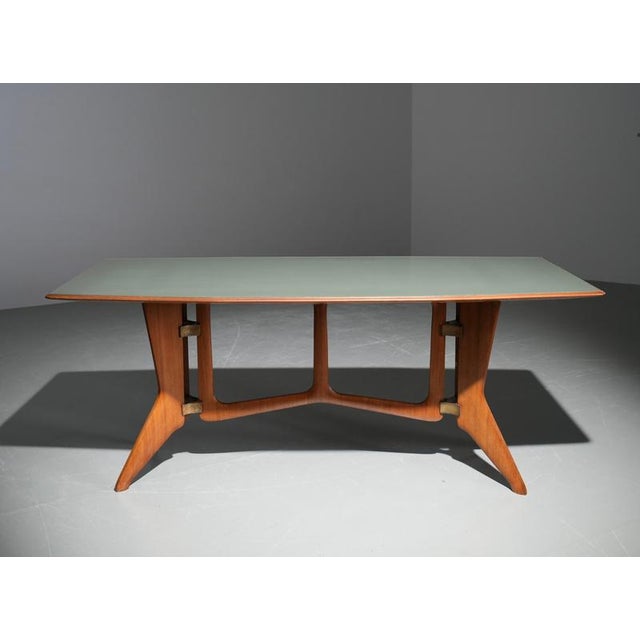 Dining Table in Walnut with Glass and Brass from Ariberto Colombo, 1950s For Sale - Image 13 of 15