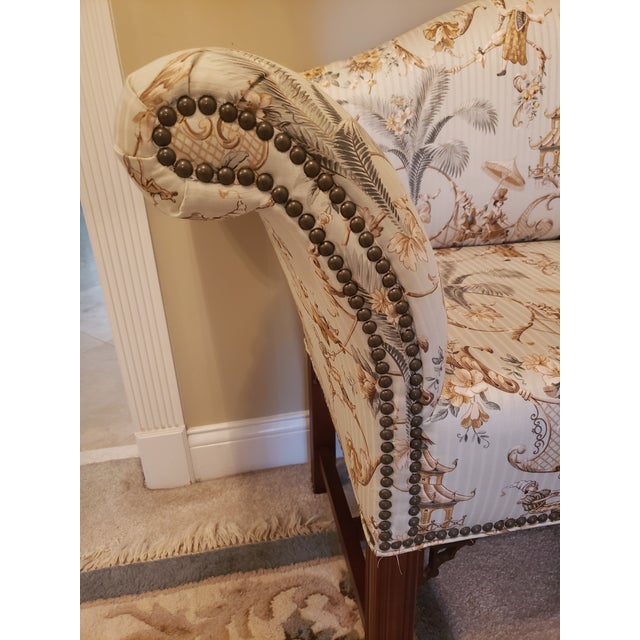 COX Custom Made Cox Manufacturing Asian-Inspired Settee For Sale - Image 4 of 13