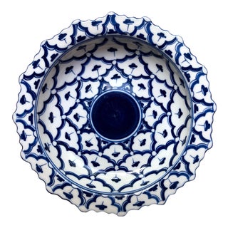 Blue & White Scalloped Bowl For Sale