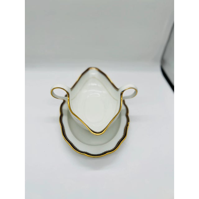 English Meissen Porcelain Cobalt & Gold Rim Decorated Sauce Boat For Sale - Image 3 of 7