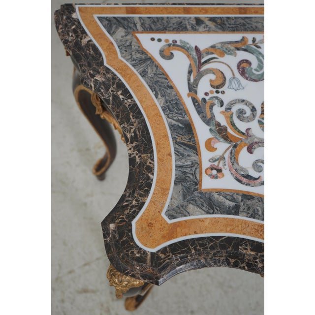 Pietra Dura Marble Top French Louis XV Console Table For Sale - Image 10 of 18