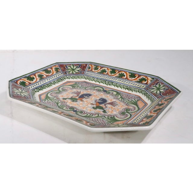 Mid 20th Century Mid 20th Century Spanish Revival Decorative Real Ceramica Platter Made in Portugal For Sale - Image 5 of 8