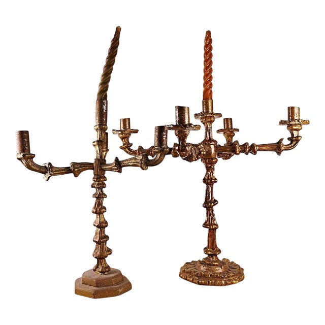 Vintage Wooden Candlesticks, Set of 2 For Sale