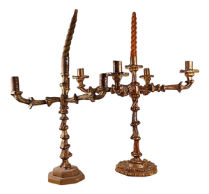 Vintage Wooden Candlesticks, Set of 2