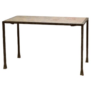 Wrought Iron and Marble Coffee Table For Sale