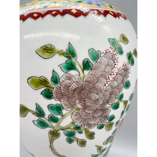 Green Large Hand-Painted Chinese Famille Verte Porcelain Vase With Phoenix – Chinoiserie / Asian Traditional For Sale - Image 8 of 12