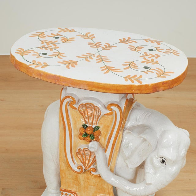 Ceramic Vintage Italian Terra Cotta Elephant Tray Table or Stand For Sale - Image 7 of 13