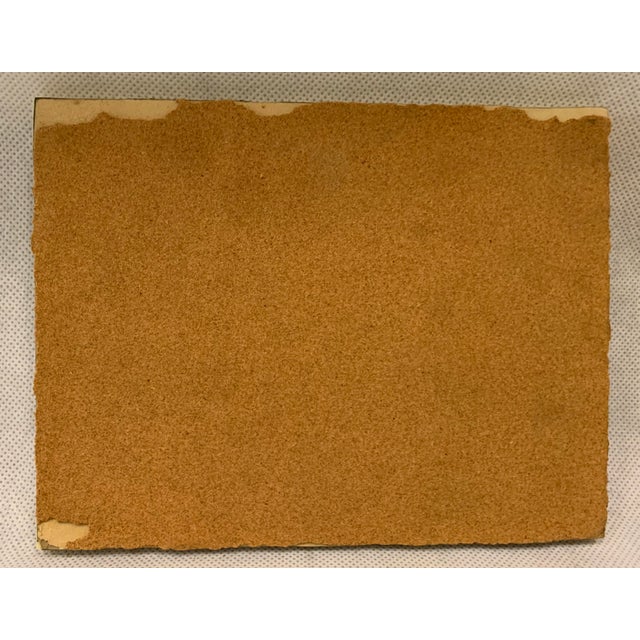 Black Ocean View Tropical Scene With Masted Ship Done in Cork Within a Celluloid Faux Ivory Frame For Sale - Image 8 of 9