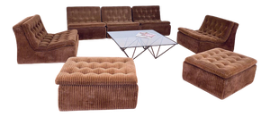 Modular Sectional Sofa with Armchair in Velvet from Dux International, 1970s, Set of 7