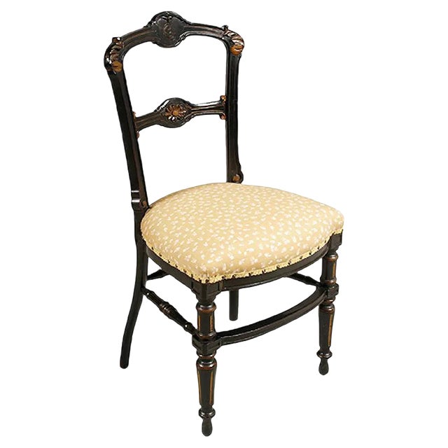 Art Nouveau Ebonized & Hand-Carved Walnut Sculptural Chair by Giacomo Cometti For Sale