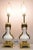 Vintage French Empire Neoclassical Style White Porcelain Bulbous Table Lamps with Ornate Polished Brass Ormolu - a Pair....