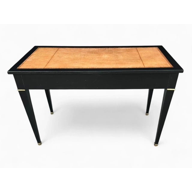 Late 19th Century 19th-Century French Ebonized Mahogany Writing Desk With Tooled Leather Top For Sale - Image 5 of 15