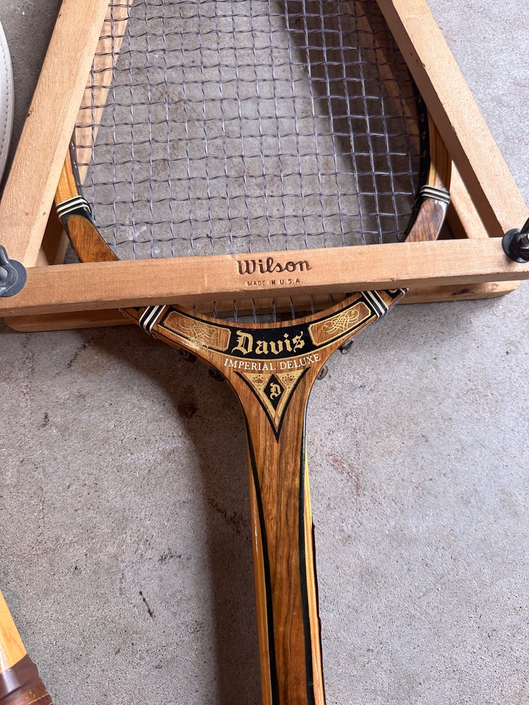 Vintage Collection of Wooden Tad Davis Tennis Rackets With Covers