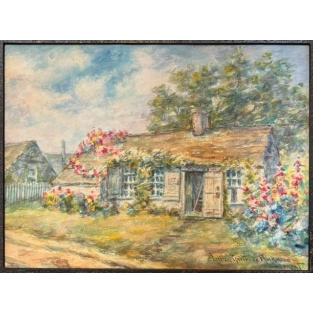 English Antique 19th Century Lillian Gertrude Rockwood Watercolor Painting "Sconset" For Sale - Image 3 of 4