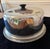Mid 20th Century Jeanette Glass Anniversary Cake Plate With Stainless Steel Cover For Sale - Image 5 of 12