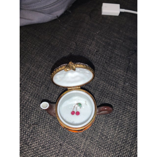 Illustration Early 20th Century Limoges Peint Box Shaped Like a Teapot For Sale - Image 3 of 4