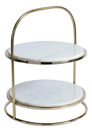 Round Marble 2-Tier Cake Stand