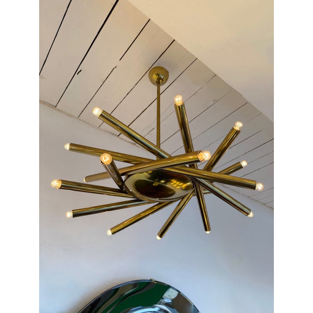 Mid-Century Modern Brass Sputnik Fireworks Chandelier, Italy, 1960s For Sale - Image 3 of 13