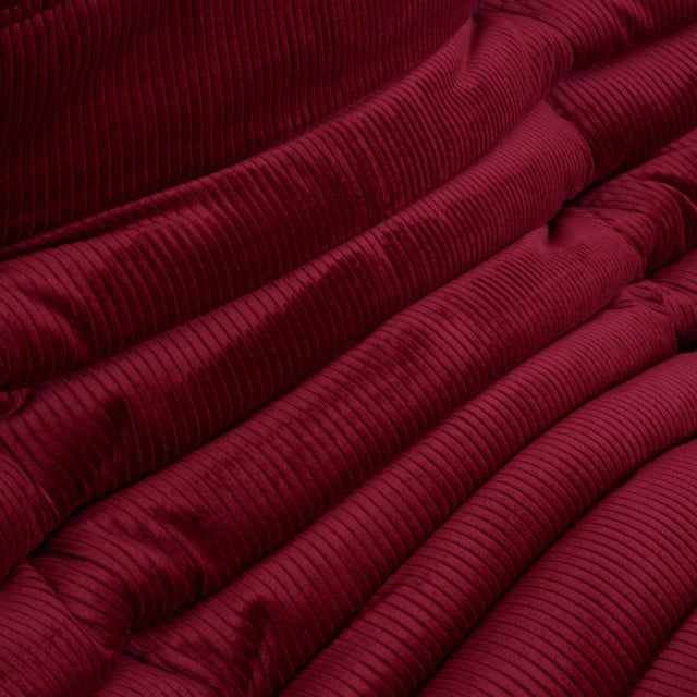 Textile Restored Vintage Togo Loveseat by Ligne Roset in Bordeaux Red Corduroy For Sale - Image 7 of 12