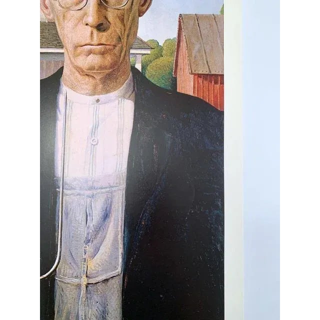 Figurative Grant Wood American Gothic Continuous Tone (No Dots) Lithographic Poster, 1985 For Sale - Image 3 of 4