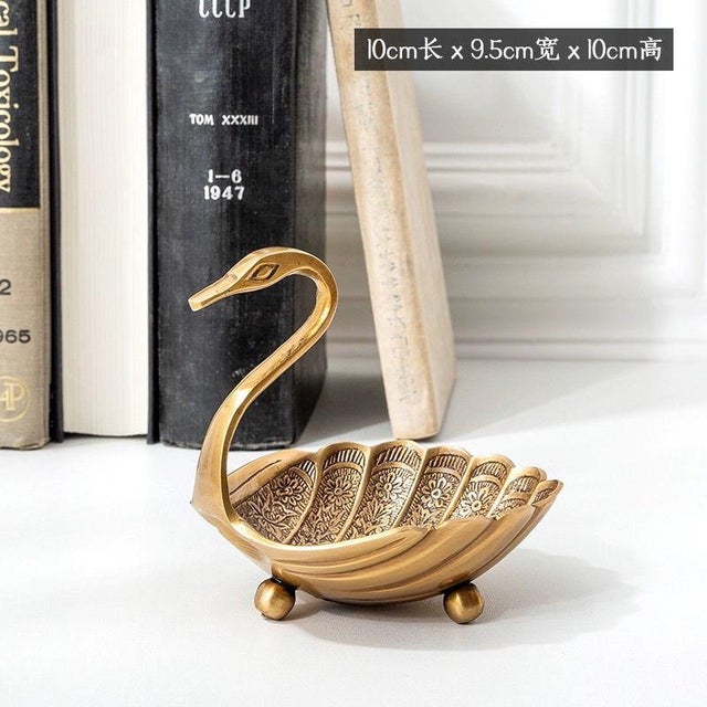 Vintage Gilded Swan-Shaped Decorative Dish With Intricate Floral Detail For Sale - Image 4 of 4