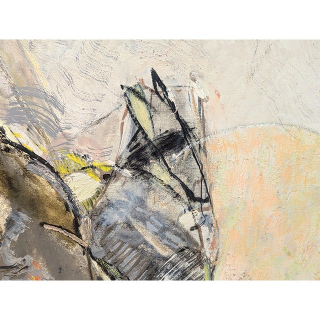 Joël Dabin "Cheveux en Liberte" Modern Yellow Abstract Expressionist Painting of Horses, 1992 For Sale - Image 4 of 12