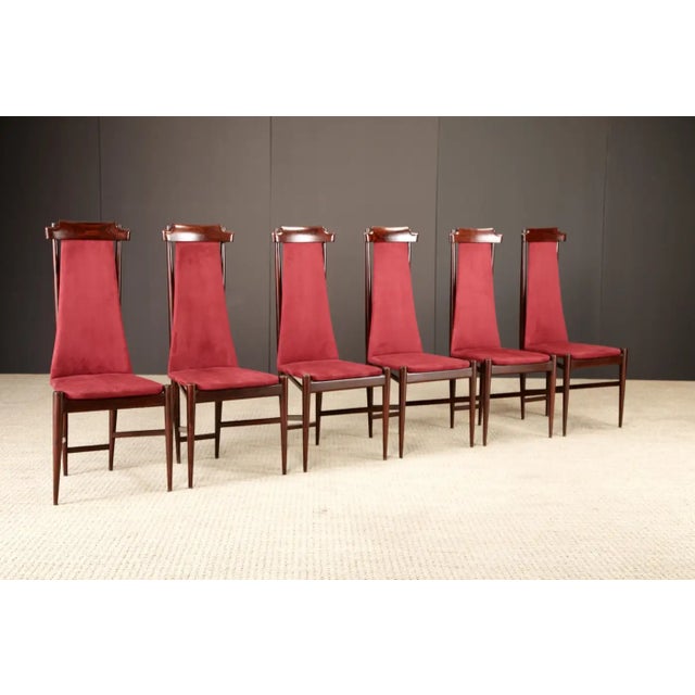 Modern Sergio Rodrigues Set of 6 Brazilian Modern Dining Chairs in Rosewood, 1950s For Sale - Image 3 of 18