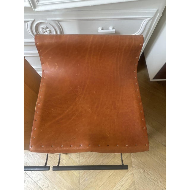 Jack Counter Stools in Sycamore Wood and Tan Leather from Lostine, USA, 2018, Set of 2 For Sale - Image 12 of 13