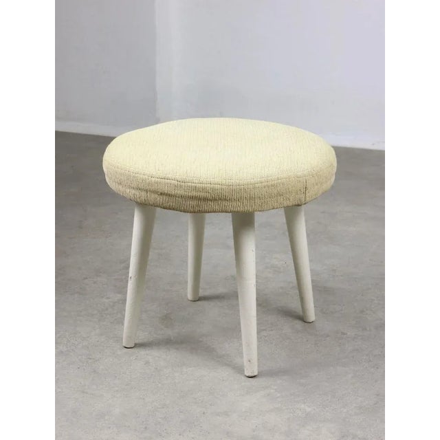Beige Vintage Italian Stool in Beige Fabric, 1980s For Sale - Image 8 of 11