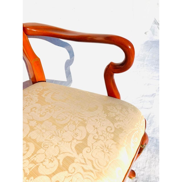 Red 80's Kindel Furniture Queen Anne Style Arm Chair For Sale - Image 8 of 13