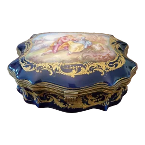 Antique Imperial Sevres Style Lovers Jewel Box