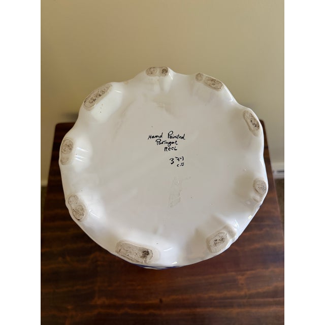 1980s Portuguese Blue & White Delft-Style Porcelain Umbrella Stand For Sale - Image 10 of 10