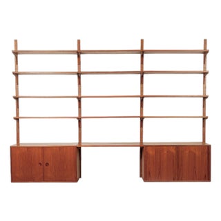 Large Modular Mid Century Danish Hg Teak Wood Wall Unit Shelving & Bookcase For Sale
