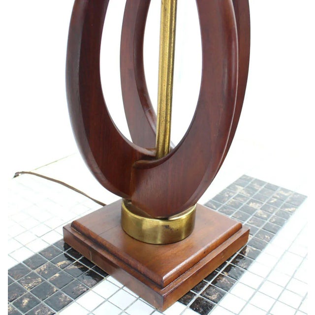 Vintage Mid Century Oiled Walnut Table Lamps- a Pair For Sale - Image 4 of 8