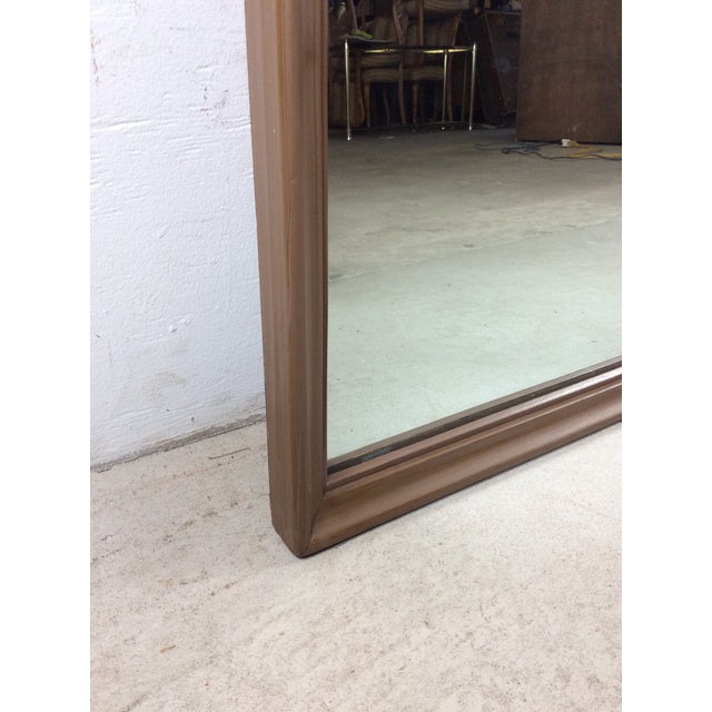 Mid Century Modern Long Rectangular Wall Mirror With Two Glass Panels and Wood Accent For Sale - Image 13 of 18