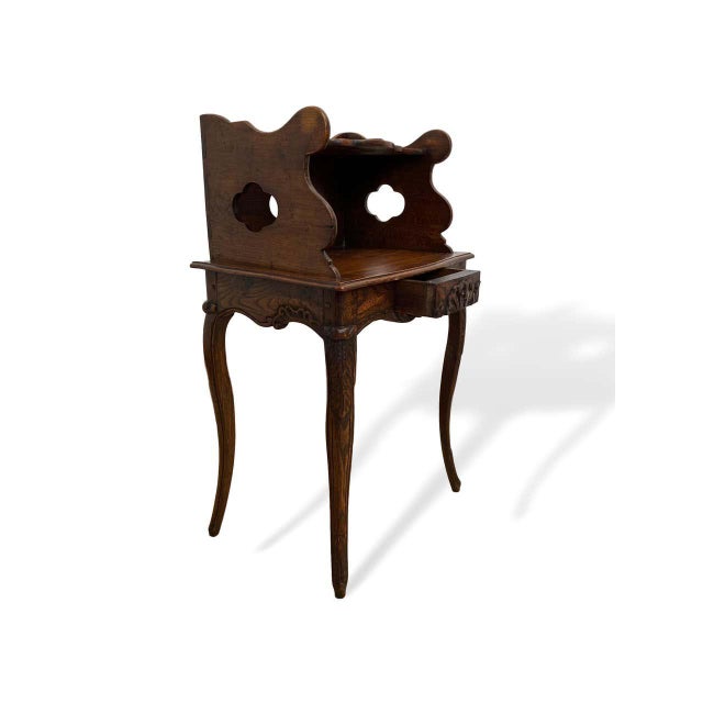 Wood French Provincial Elmwood Side Table With Gallery/Shelf For Sale - Image 7 of 11