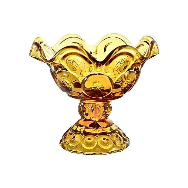 Amber Glass Pedestal Bowl For Sale - Image 4 of 5