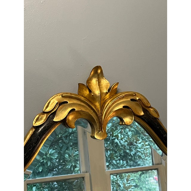 1960s Hollywood Regency Architectural Giltwood Wall Mirror With Beveled Glass For Sale - Image 10 of 12