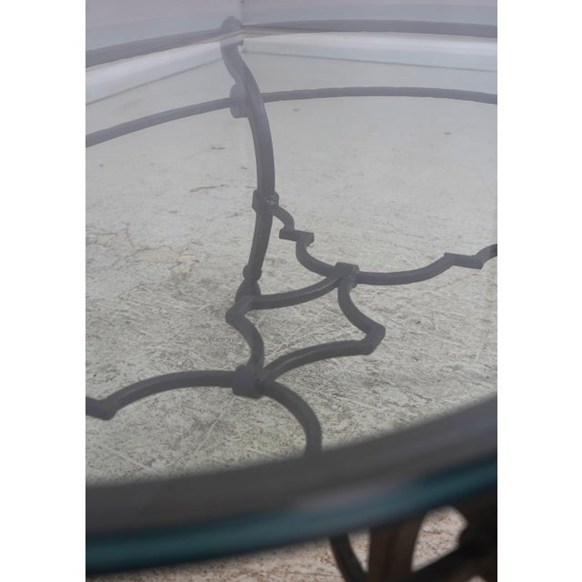Brown Wrought Iron Base Glass Top Coffee Table For Sale - Image 8 of 13