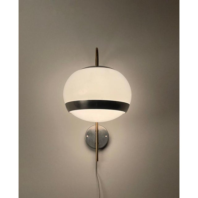 Italian Sconces in White Acrylic Glass and Brass from Stilux, 1970s, Set of 2 For Sale - Image 13 of 18