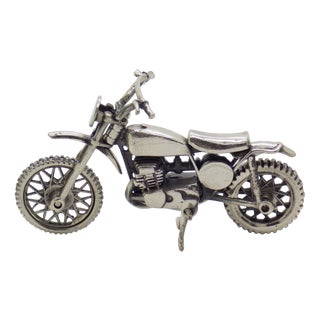 Vintage Italian Silver Motorbike Figurine, 1980s For Sale