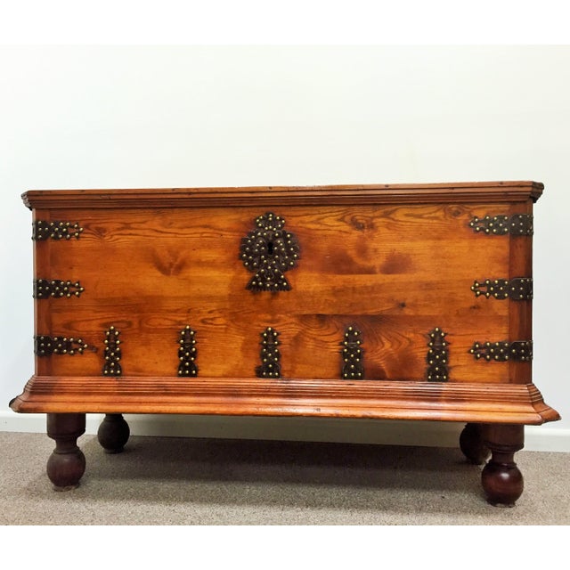 Rare 17th Century Oak Coffer / Trunk / Bench For Sale - Image 4 of 5