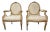 20th Century Italian Wood Carved Gold Gilt Oval Armchairs, a Pair For Sale