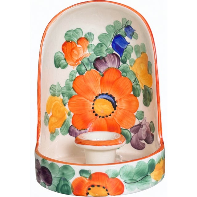 1930's Ditmar Urbach Hand Painted Chamberstick Candle Holder For Sale - Image 4 of 18