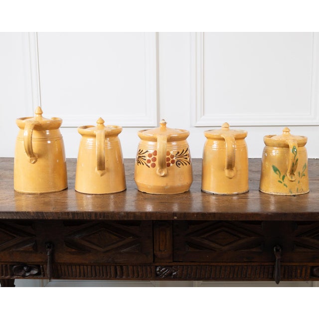 19th Century French Terracotta Pottery Lidded Pitchers With Floral Décor For Sale - Image 12 of 15