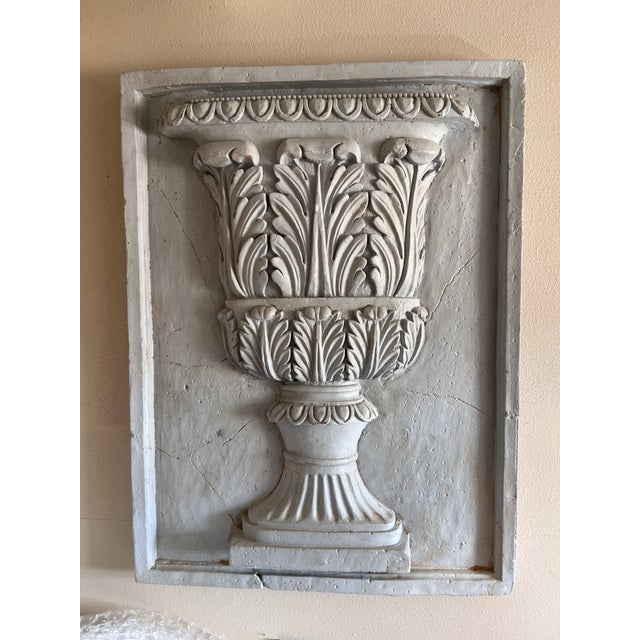 Large Vintage Architectural Bas-Relief Wall Plaque With Classic Neoclassical Urn/Vase Motif For Sale In Palm Springs - Image 6 of 9