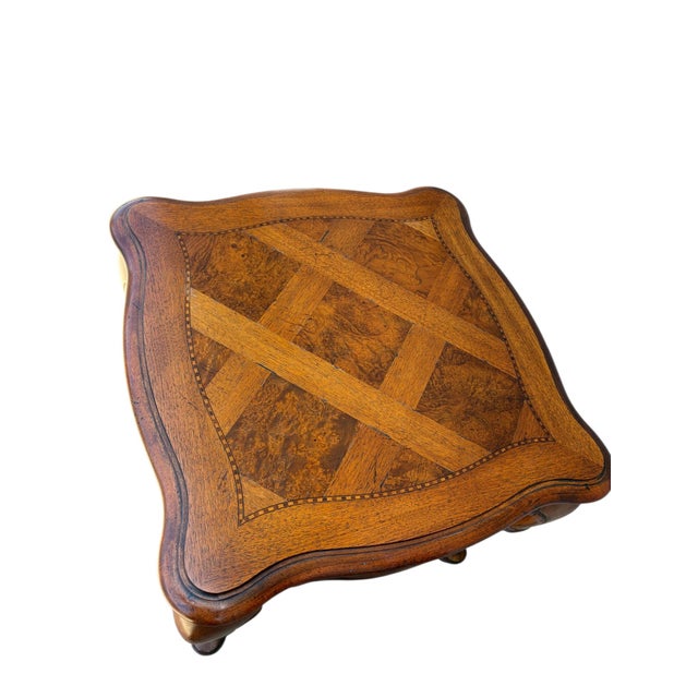 1990s Thomasville Fine Burl End Side Table Parque Top Jacobean Style British Gentry For Sale - Image 9 of 14