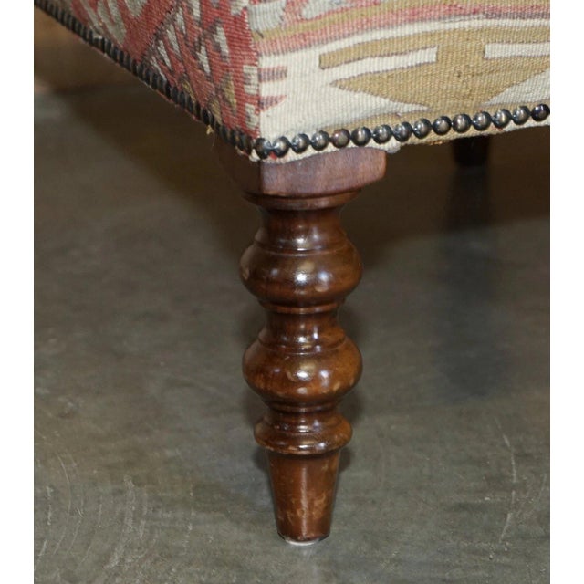 Textile Original Vintage George Smith Kilim Upholstered Footstool for 2 People to Share For Sale - Image 7 of 14