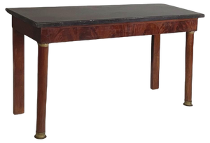 Empire Italian Console Table in Black Marble and Walnut Wood, 1820s