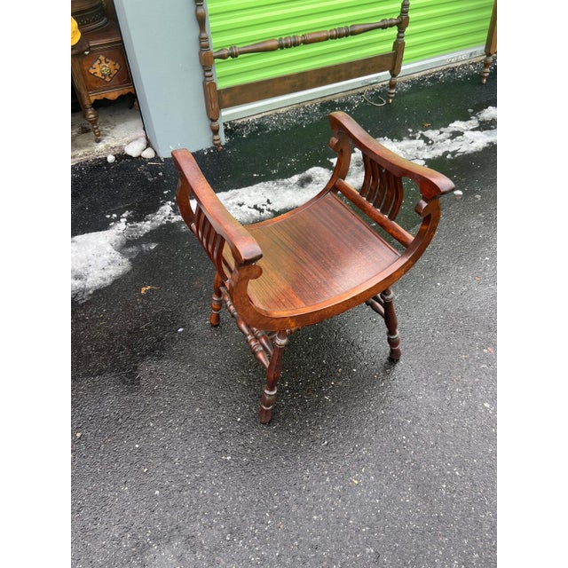 1910s Early 20th-Century Solid Wood Vanity Saddle Chair For Sale - Image 5 of 5
